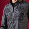 Grey Thread And Resham Embroidered Mens Shirt