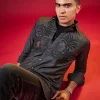 Grey Thread And Resham Embroidered Mens Shirt