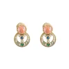 Gold Plated Statement Earrings With Multicolor Stones