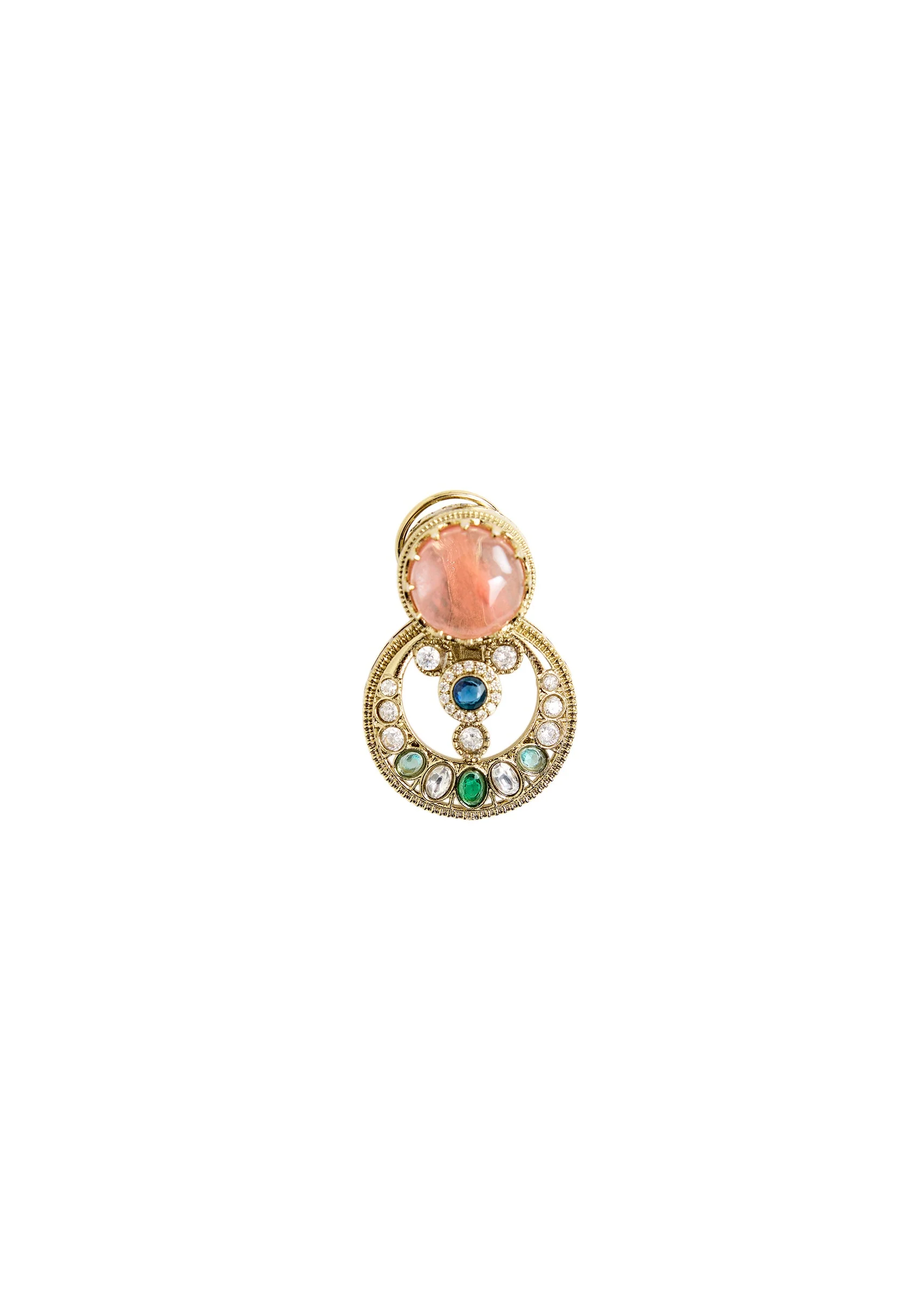 Gold Plated Statement Earrings With Multicolor Stones