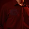 Red Embroidered Mandarin Collar Shirt