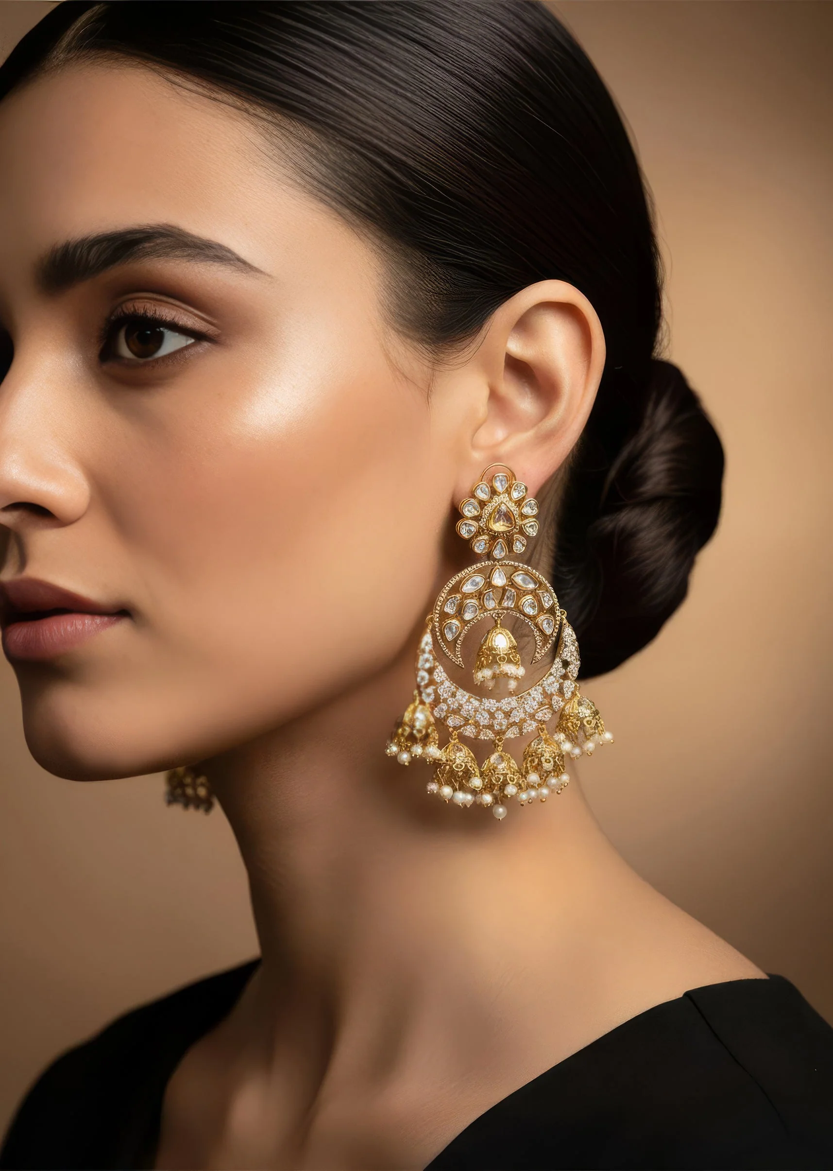 832-antique-gold-plated-statement-jhumka-earrings-1.webp Antique Gold-Plated Statement Jhumka Earrings