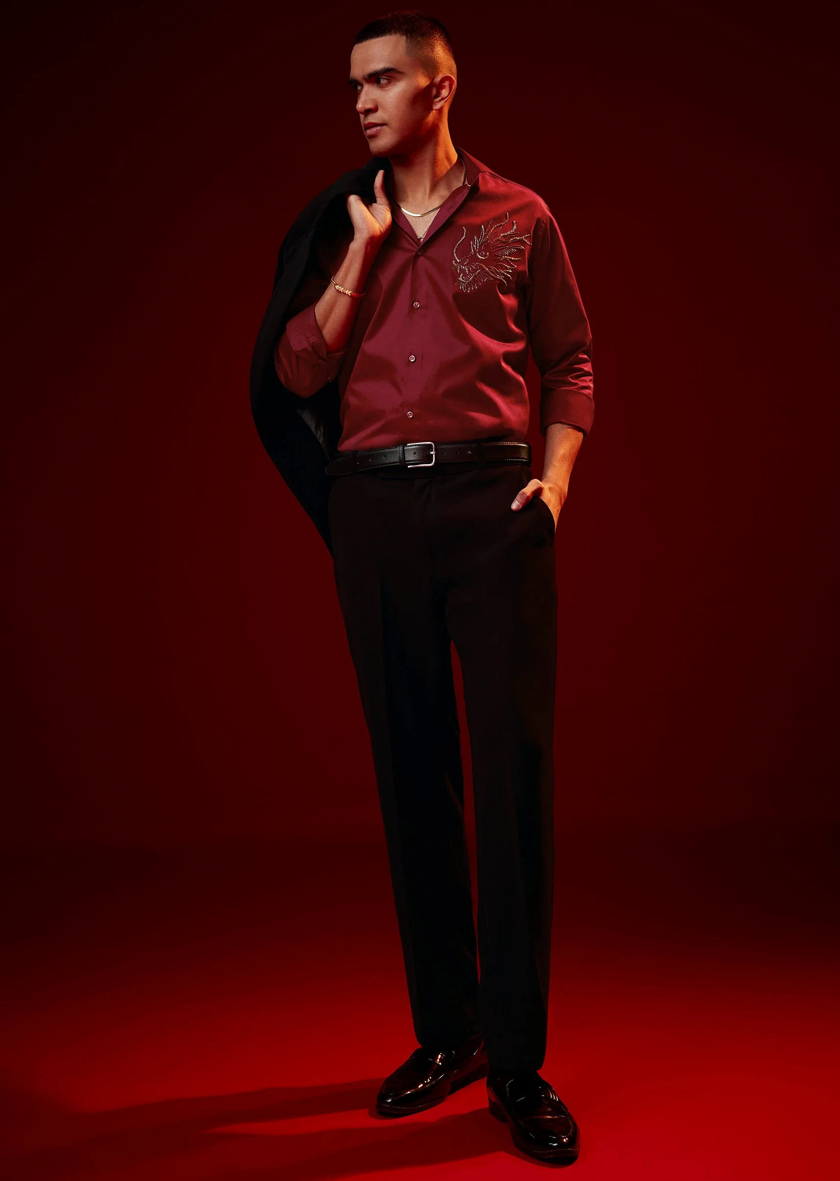 8328-38-38-variation-1.webp Red Embroidered Silk Blend Mandarin Collar Shirt
