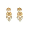 Gold Plated Chandelier Green Earrings