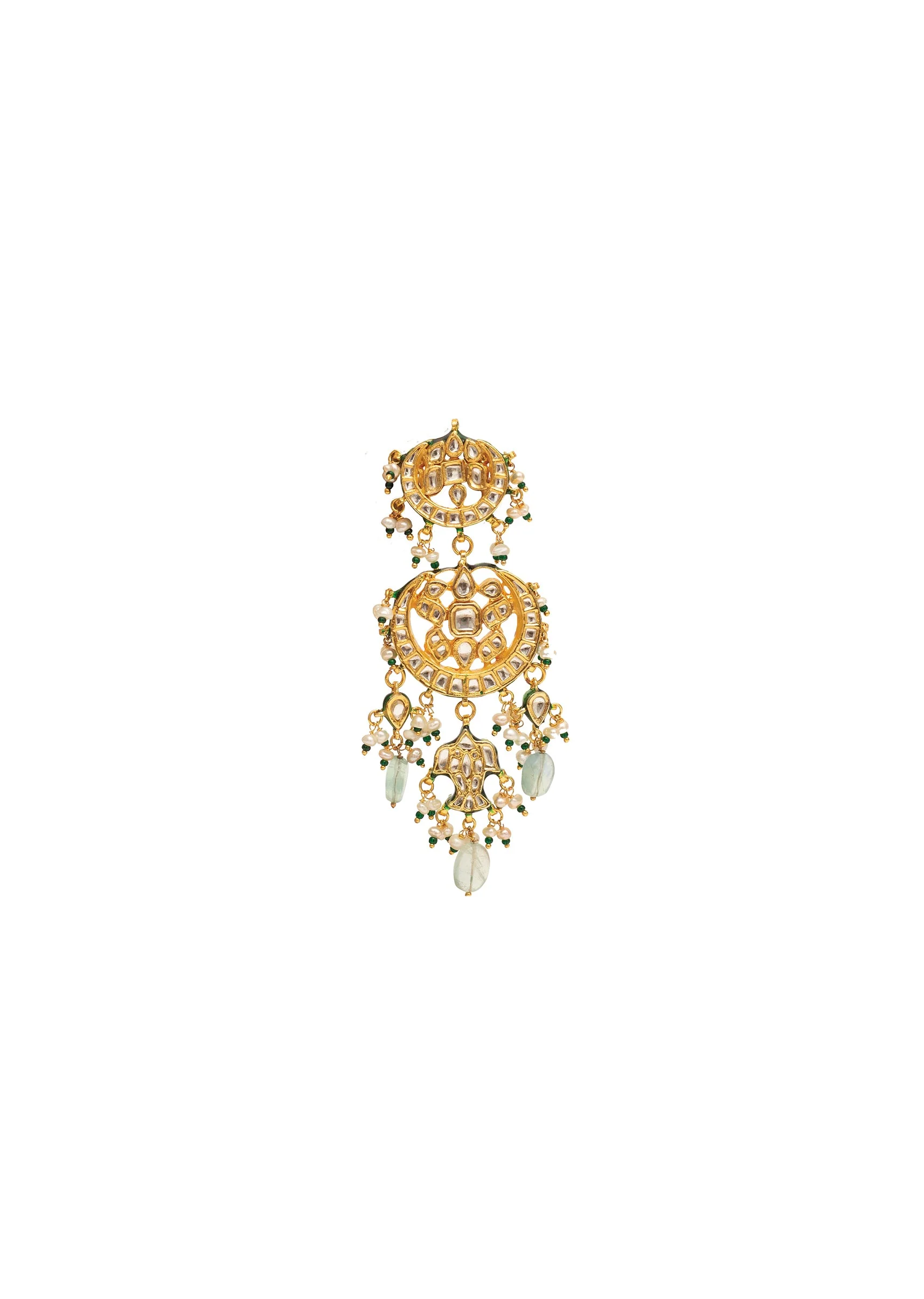 Gold Plated Chandelier Green Earrings