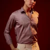 Pink Embroidered Silk Blend Mandarin Collar Shirt