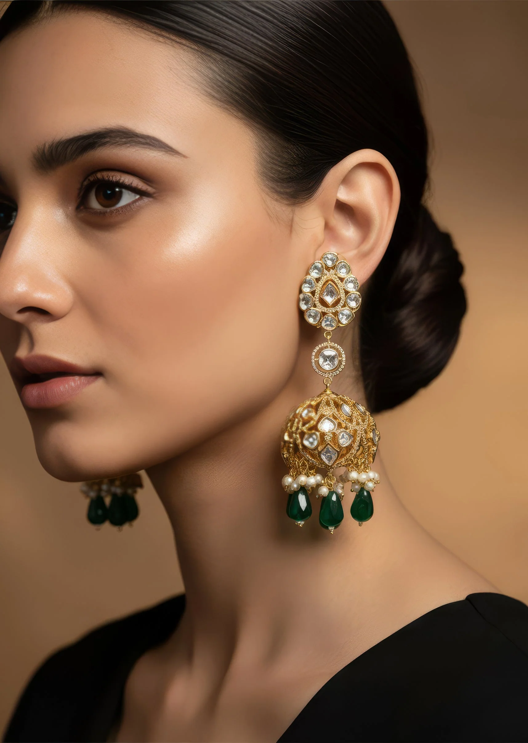Emerald Green Drop Statement Earrings