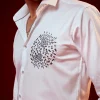 White Embellished Silk Blend Party Shirt