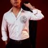 White Embellished Silk Blend Party Shirt