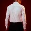 White Embroidered Silk Blend Mandarin Collar Shirt