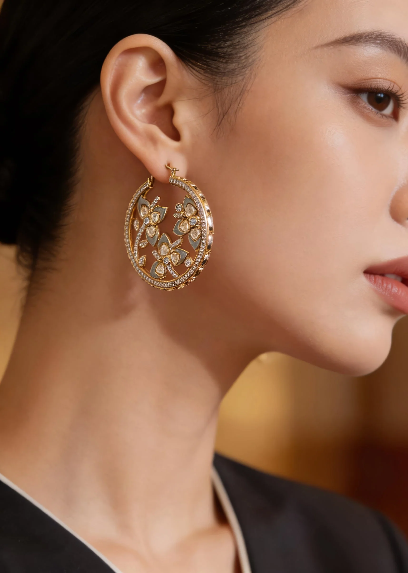 Gold Plated Kundan Drop Earrings