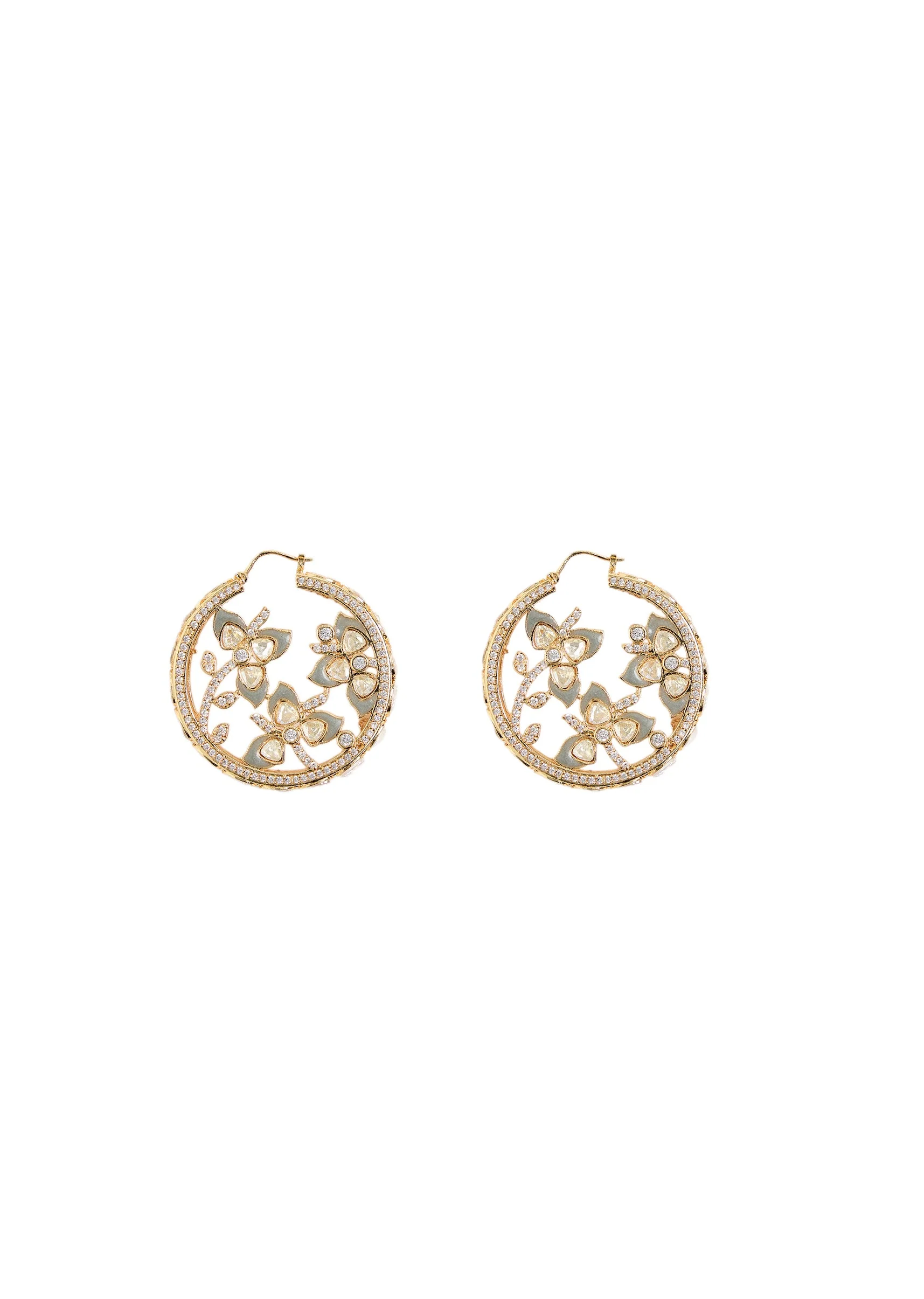 Gold Plated Kundan Drop Earrings