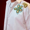 White Patch Work Embellished Party Shirt