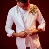 White Patch Work Embellished Party Shirt