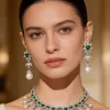 Emerald Green Silver Plated Zircon Necklace Set With Earrings