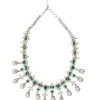 Emerald Green Silver Plated Zircon Necklace Set With Earrings