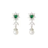 Emerald Green Silver Plated Zircon Necklace Set With Earrings