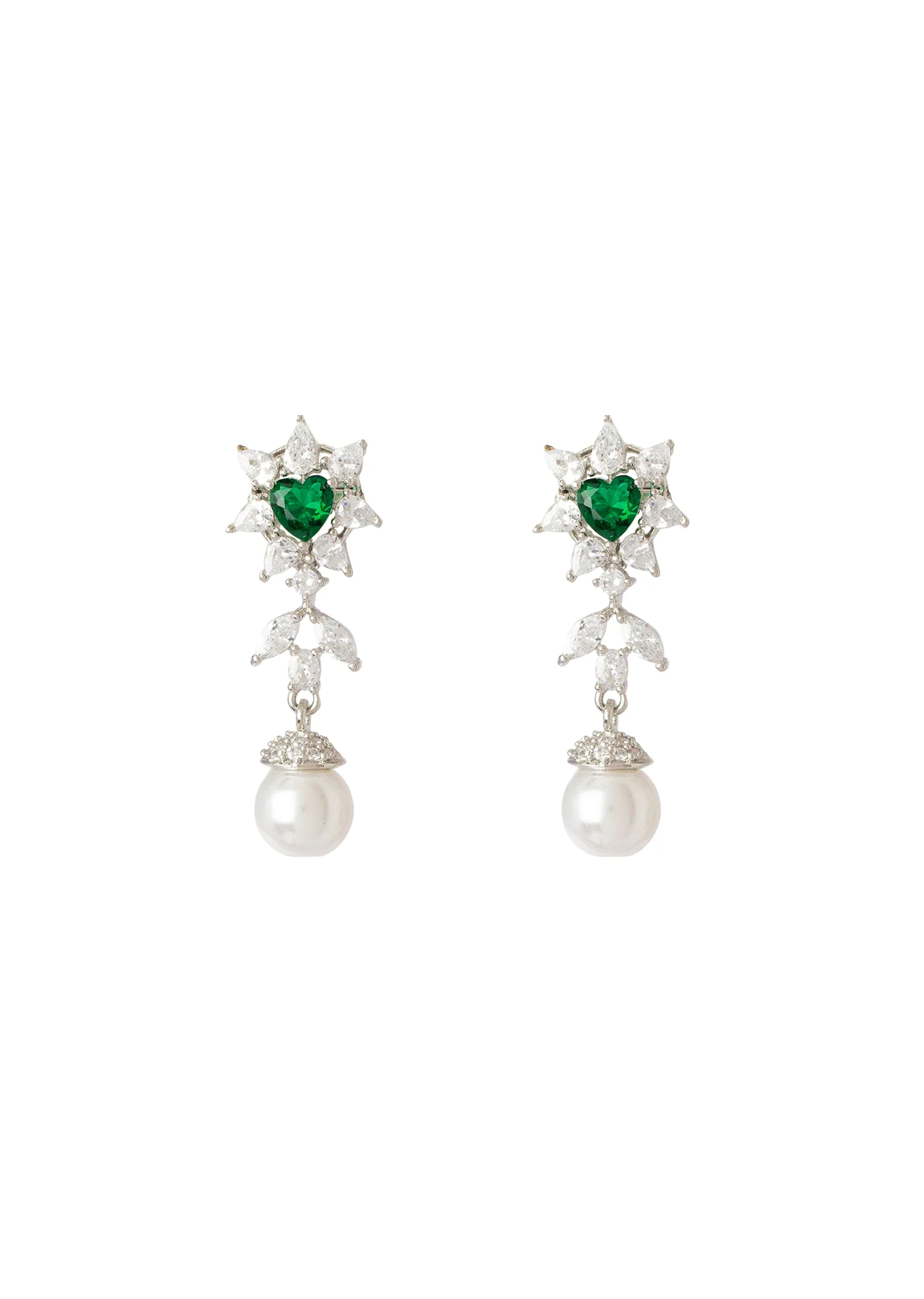 Emerald Green Silver Plated Zircon Necklace Set With Earrings