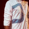 White Embellished Silk Blend Mandarin Collar Party Shirt