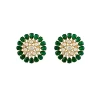 Gold Plated Green Kundan Polki Stud Earrings