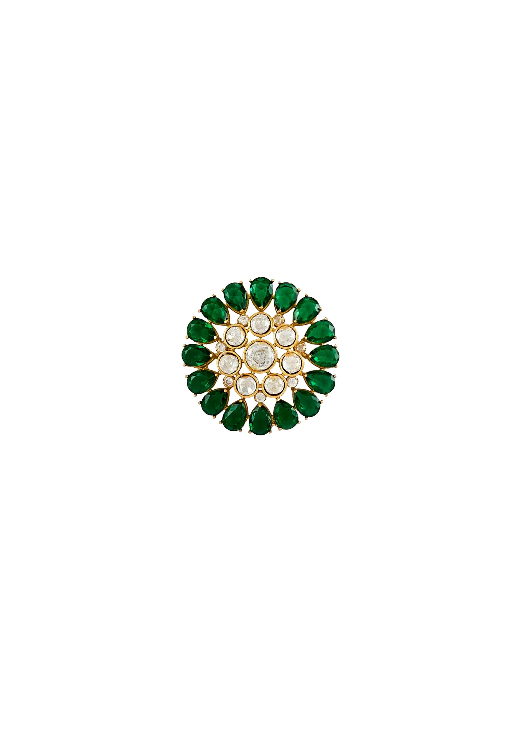 Gold Plated Green Kundan Polki Stud Earrings