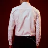 White Bead Embroidered Mandarin Collar Shirt