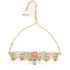 Gold Tone Multicolor Stone Choker Necklace And Earring Set