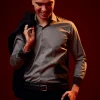 Grey Embellished Silk Blend Party Shirt