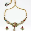 Gold Plated Multicolored Kundan Polki Choker Necklace Set With Earrings