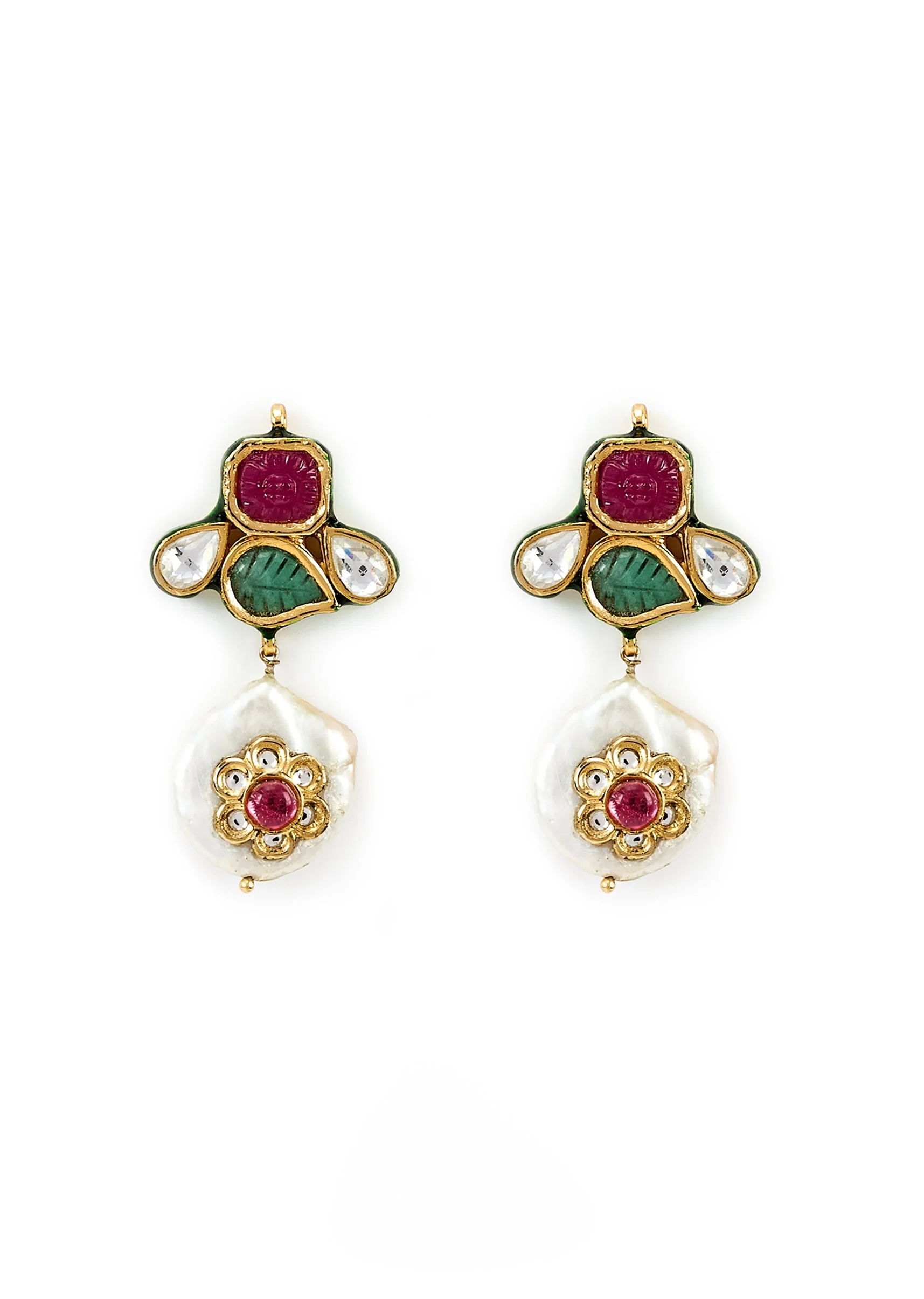 Gold Plated Multicolored Kundan Polki Choker Necklace Set With Earrings