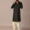 Classic Green Pathani Kurta Set For Eid