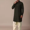 Classic Green Pathani Kurta Set For Eid