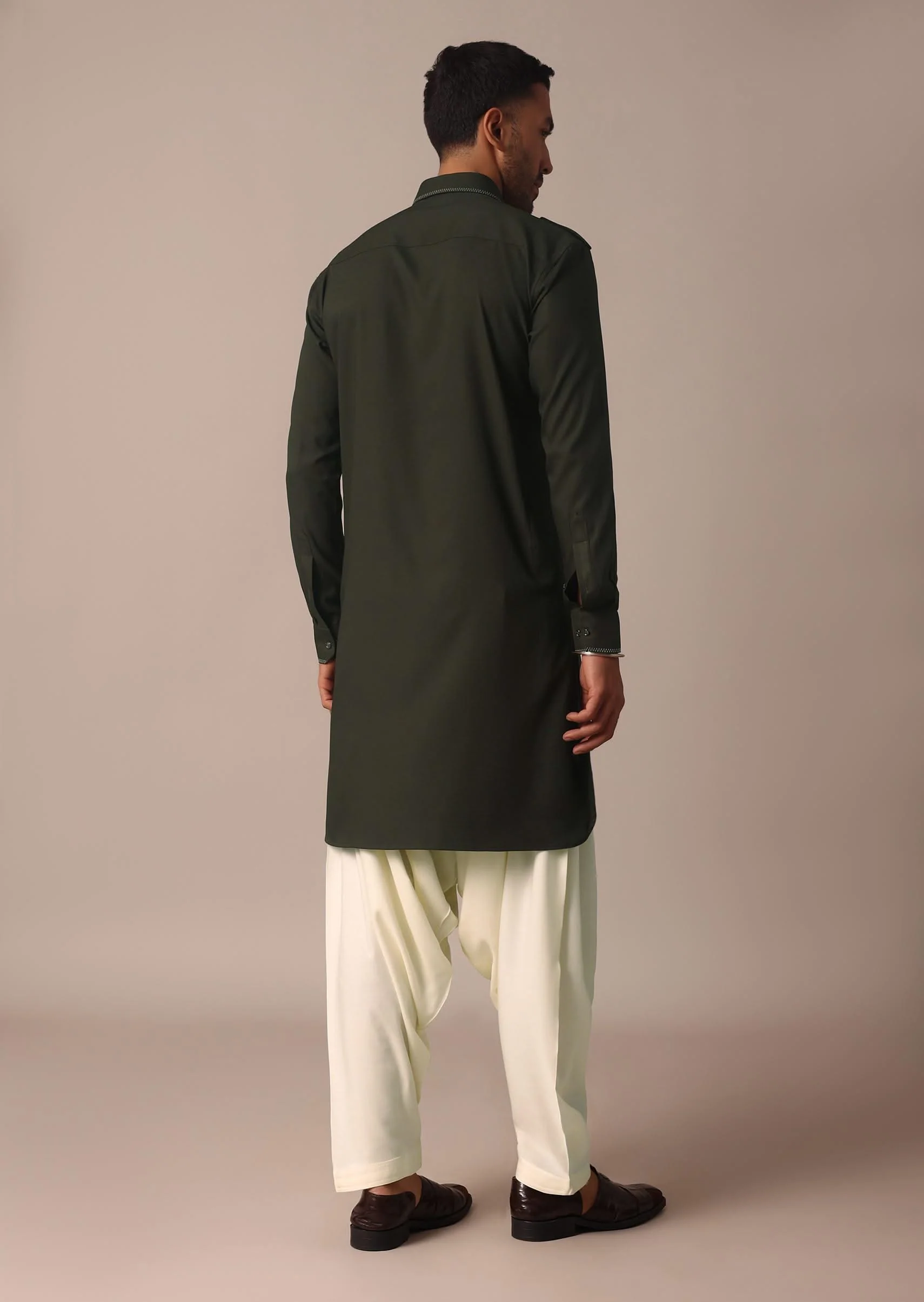 Classic Green Pathani Kurta Set For Eid