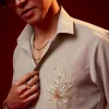 Pista Green Embellished Polyester Party Shirt