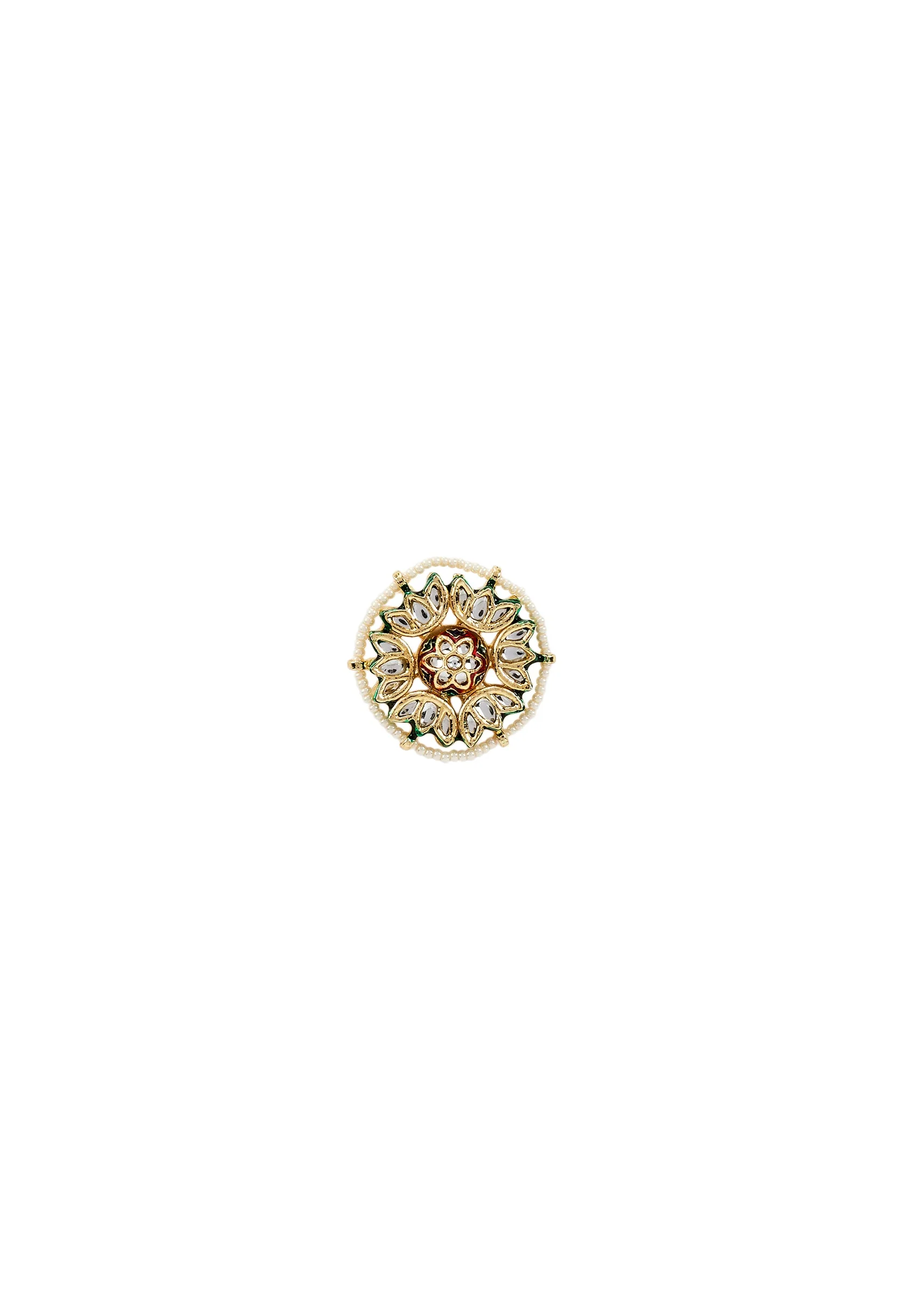 Gold Plated White Kundan Polki Studs Earrings