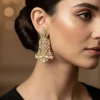 8436-gold-finish-drop-earrings-in-polki-with-white-simulated-pearls-and-clear-marquise-cut-stones-1.webp Gold Finish Drop Earrings In Polki With White Simulated Pearls and Clear Marquise Cut Stones