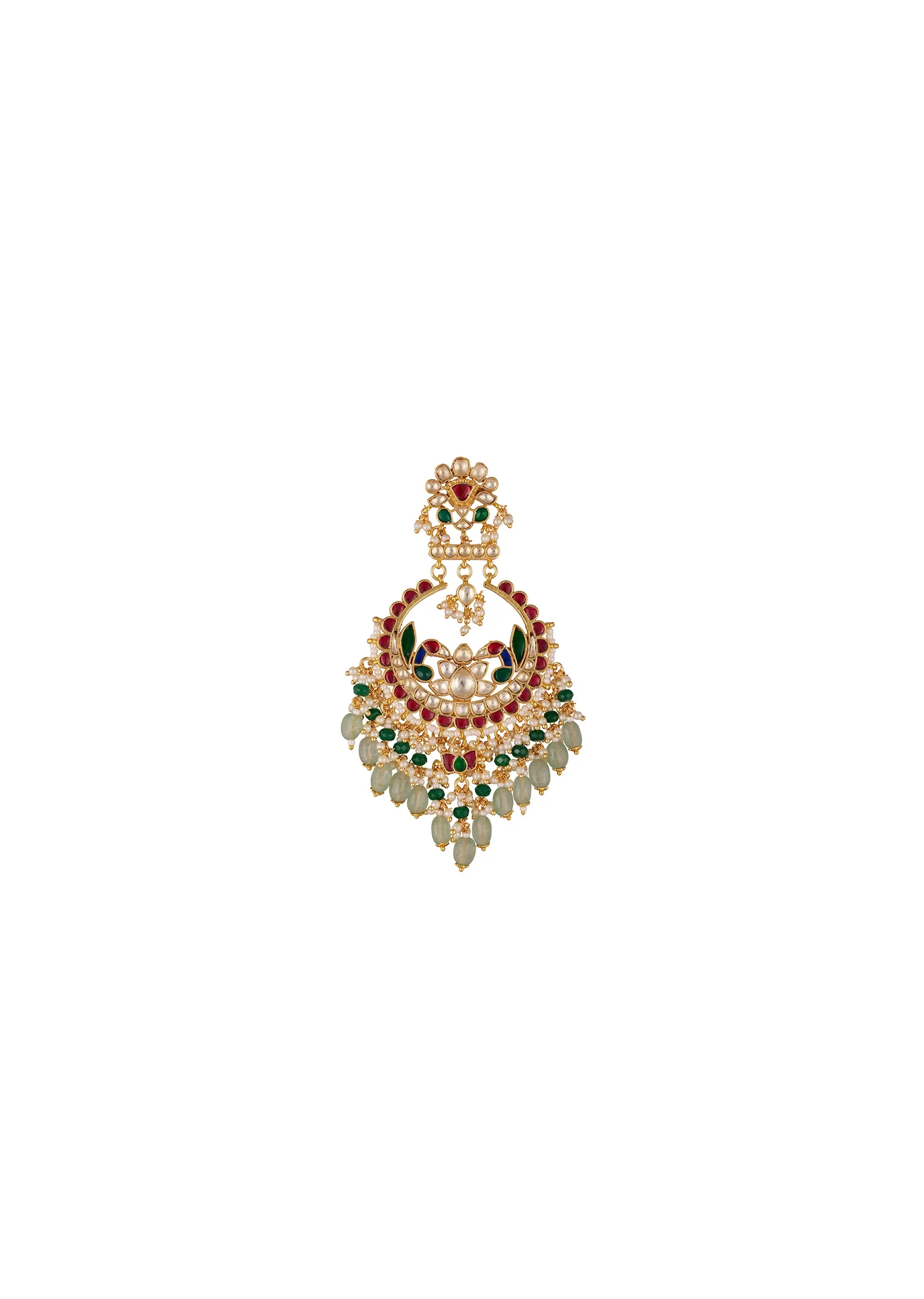 8439-gold-finish-earrings-in-chandbali-style-with-multi-colored-kundan-and-stone-and-pearl-detailing-3.webp Gold Finish Earrings In Chandbali Style With Multi Colored Kundan And Stone And Pearl Detailing