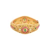 8441-gold-finish-bangle-with-traditional-temple-motifs-and-green-and-pink-simulated-stones-with-zirconia-accents-3.webp Gold Finish Bangle With Traditional Temple Motifs And Green and Pink Simulated Stones With Zirconia Accents