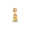 8443-gold-finish-jhumka-earrings-in-mix-metal-with-floral-stud-and-green-and-white-bead-tassels-3.webp Gold Finish Jhumka Earrings In Mix Metal With Floral Stud And Green and White Bead Tassels