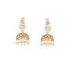 8444-gold-finish-jhumkas-in-polki-with-off-white-simulated-pearls-and-clear-polki-style-stones-2.webp Gold Finish Jhumkas In Polki With Off White Simulated Pearls and Clear Polki Style Stones