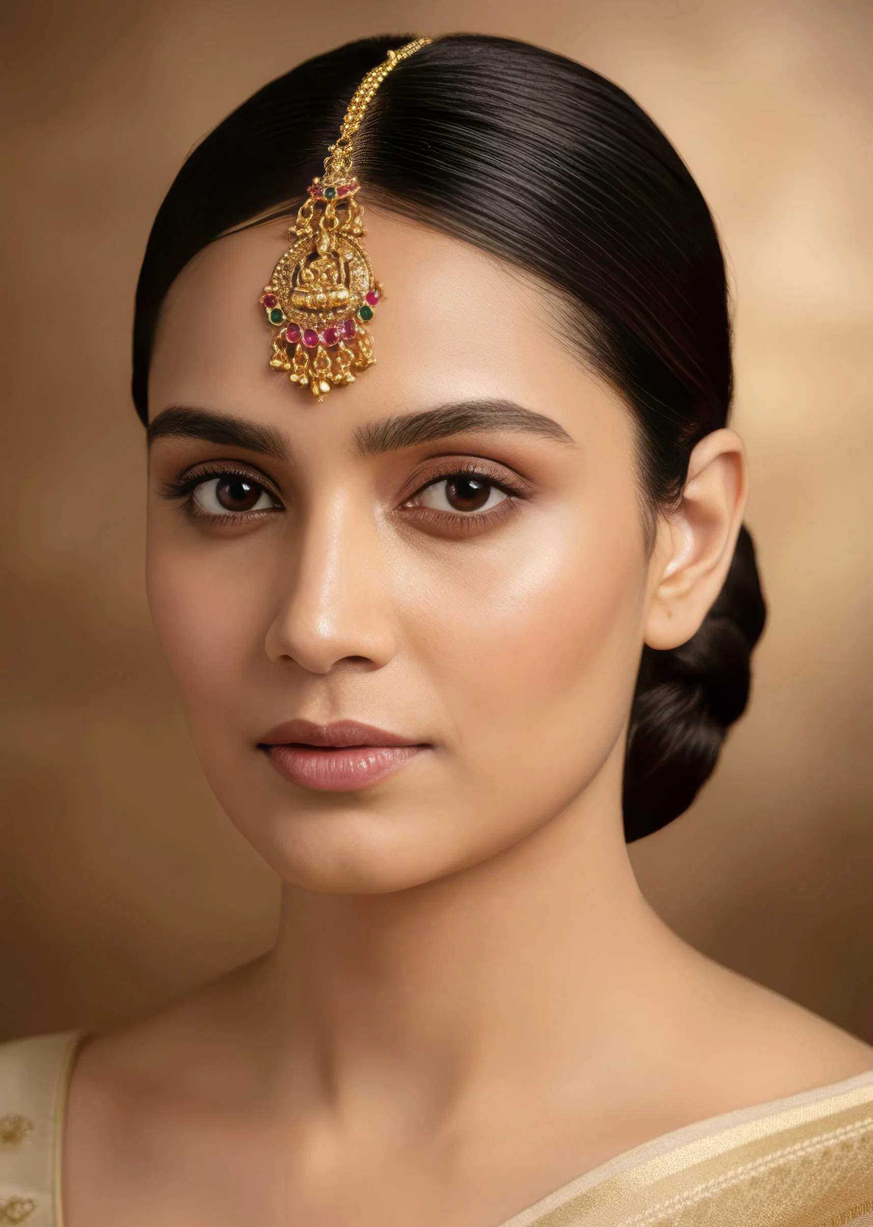 8445-gold-finish-maangtikka-with-temple-style-motifs-and-light-pink-dark-pink-and-green-simulated-stones-1.webp Gold Finish Maangtikka With Temple Style Motifs And Light Pink Dark Pink and Green Simulated Stones