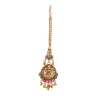 8445-gold-finish-maangtikka-with-temple-style-motifs-and-light-pink-dark-pink-and-green-simulated-stones-2.webp Gold Finish Maangtikka With Temple Style Motifs And Light Pink Dark Pink and Green Simulated Stones