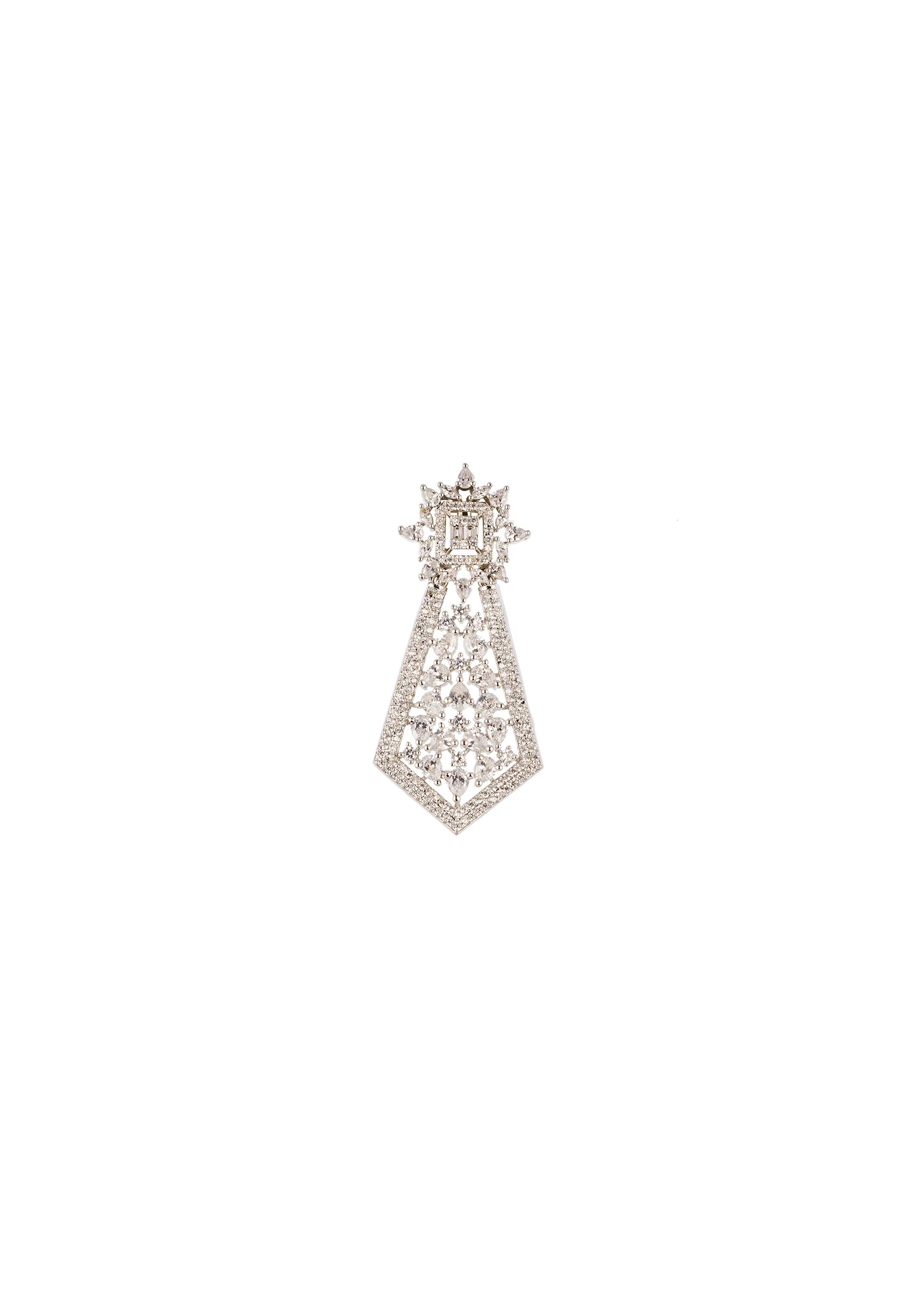 8446-white-anti-tarnish-rhodium-plated-long-pendant-necklace-set-in-brass-with-cz-diamonds-4.webp White Anti Tarnish Rhodium Plated Long Pendant Necklace Set In Brass with CZ Diamonds
