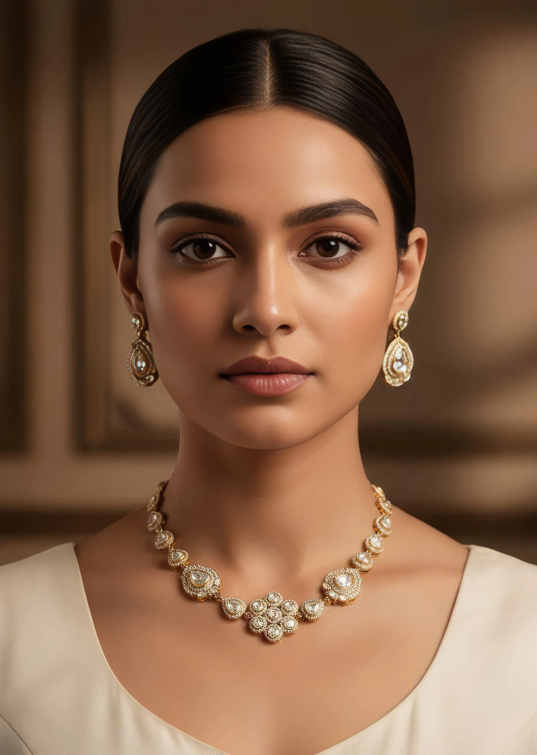 Floral Kundan Choker Necklace Set