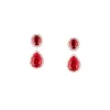 8450-silver-finish-double-emerald-cut-drop-earrings-with-red-simulated-stones-and-pave-set-crystal-borders-1.webp Silver Finish Double Emerald Cut Drop Earrings With Red Simulated Stones and Pavé Set Crystal Borders