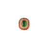 8456-gold-finish-oval-stud-earrings-with-large-green-center-stone-and-red-cabochon-stone-border-3.webp Gold Finish Oval Stud Earrings With Large Green Center Stone and Red Cabochon Stone Border