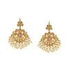 Gold Toned Jewellery Piece With Temple Style Motifs And Off White Pink Purple and Green Simulated Stones
