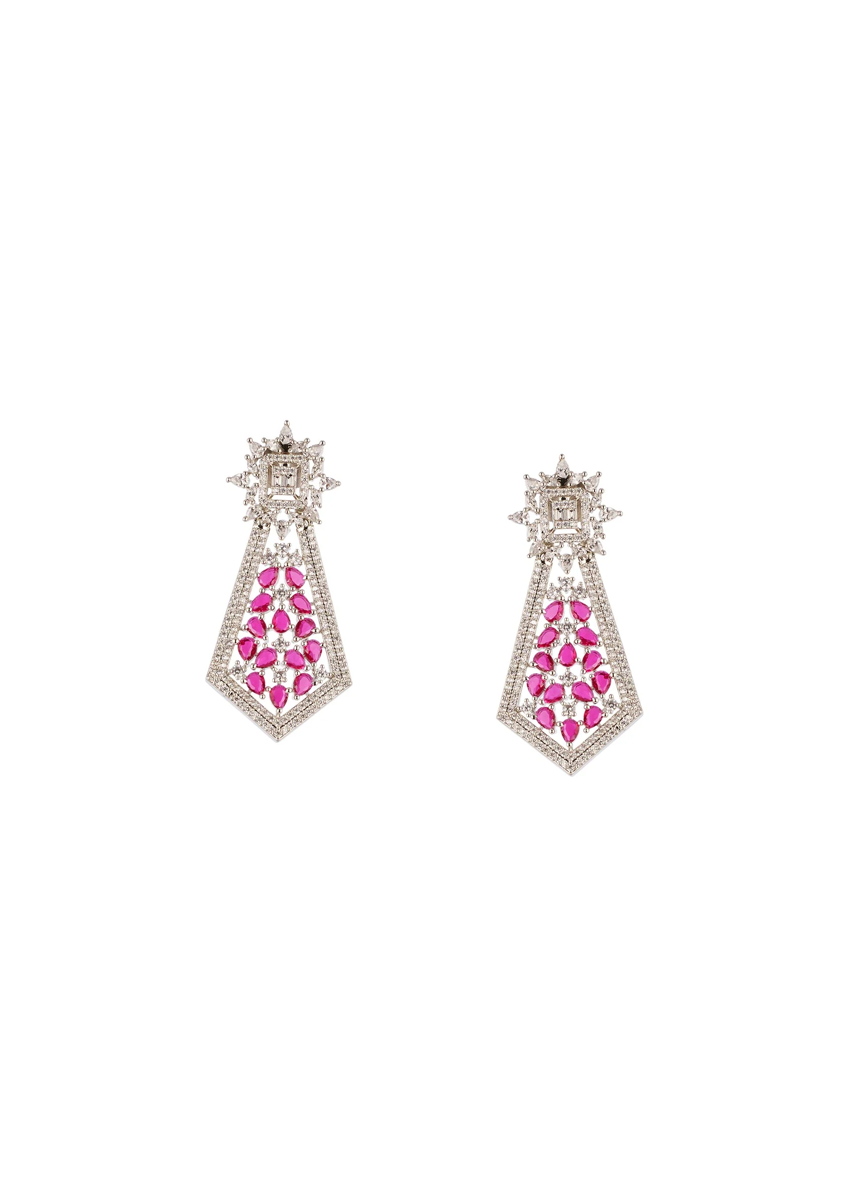 8463-rani-pink-anti-tarnish-finish-rhodium-plated-long-necklace-set-in-brass-with-cz-diamonds-3.webp Rani Pink Anti Tarnish Finish Rhodium Plated Long Necklace Set In Brass with CZ Diamonds