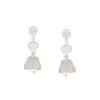 8464-silver-finish-earrings-in-mix-metal-with-jhumka-style-cubic-zirconia-and-faux-pearl-drop-2.webp Silver Finish Earrings In Mix Metal With Jhumka Style Cubic Zirconia And Faux Pearl Drop