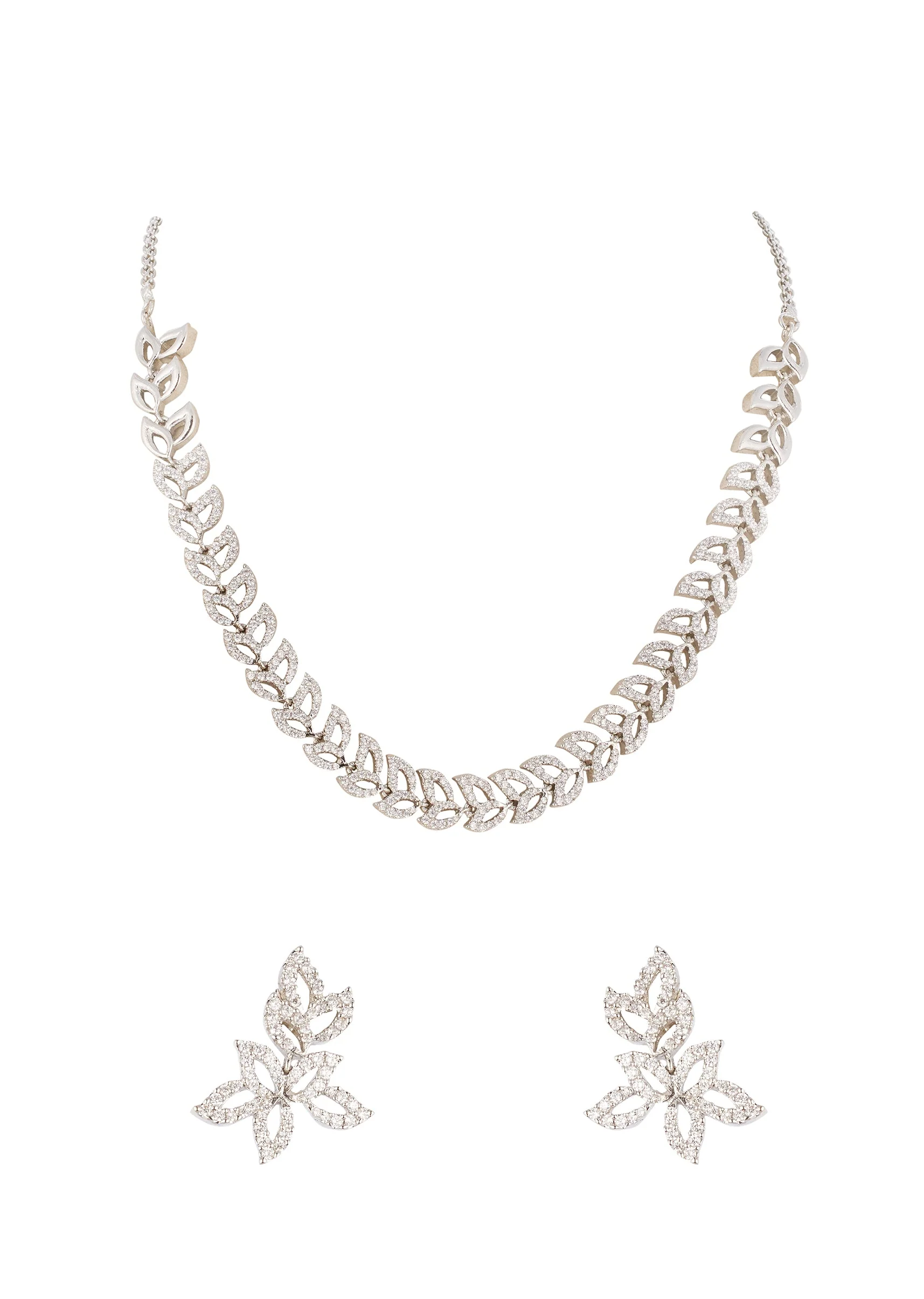 8465-silver-finish-necklace-set-with-chandelier-style-pink-simulated-stones-and-cubic-zirconia-accents-1.webp Silver Finish Necklace Set With Chandelier Style Pink Simulated Stones And Cubic Zirconia Accents